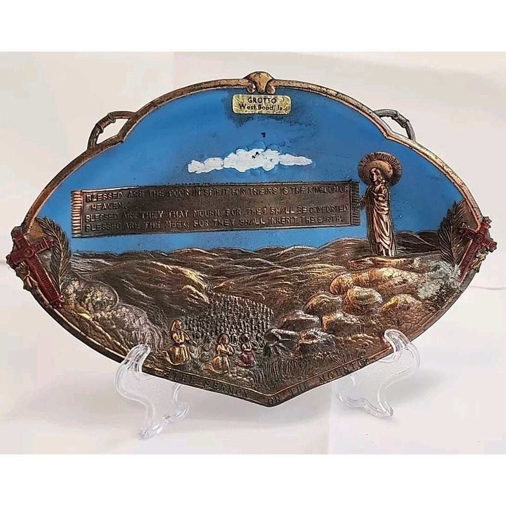 Vintage Grotto The Sermon On The Mount Decor West Bend IA Coppertone Enamel